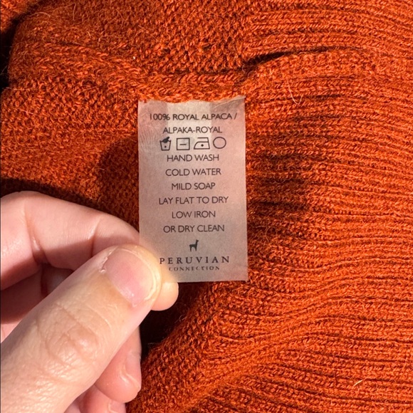 Peruvian Connection Aspen 100% Royal Alpaca Tunic Sweater in Paprika SZ L VGUC - Picture 7 of 8